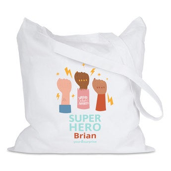 Tote bag Super-héros coton bio - Blanc