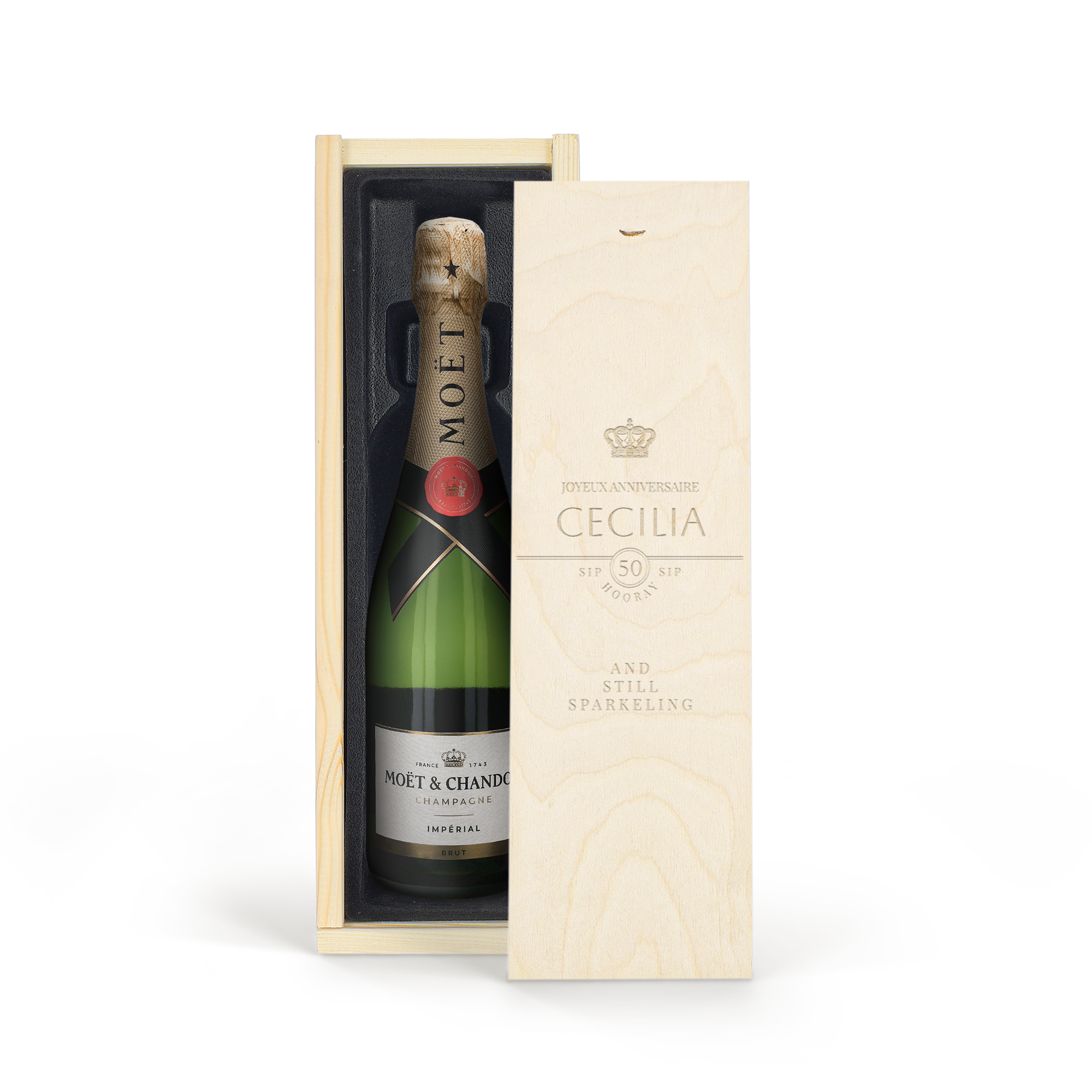 Coffret Champagne - Moët & Chandon (750ml) - couvercle personnalisé