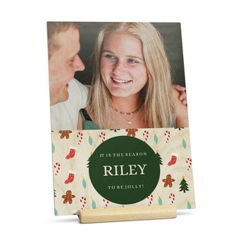 Wooden photo Christmas cards - vertical