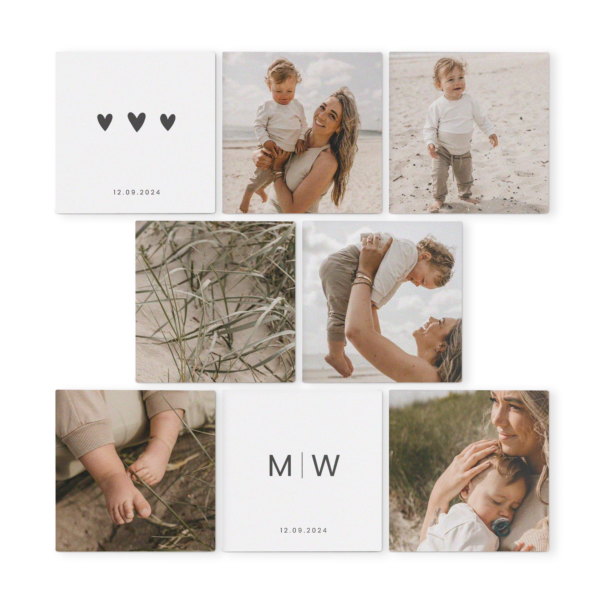 Forex wandpaneel met foto of naam - Vierkant - 8 stuks