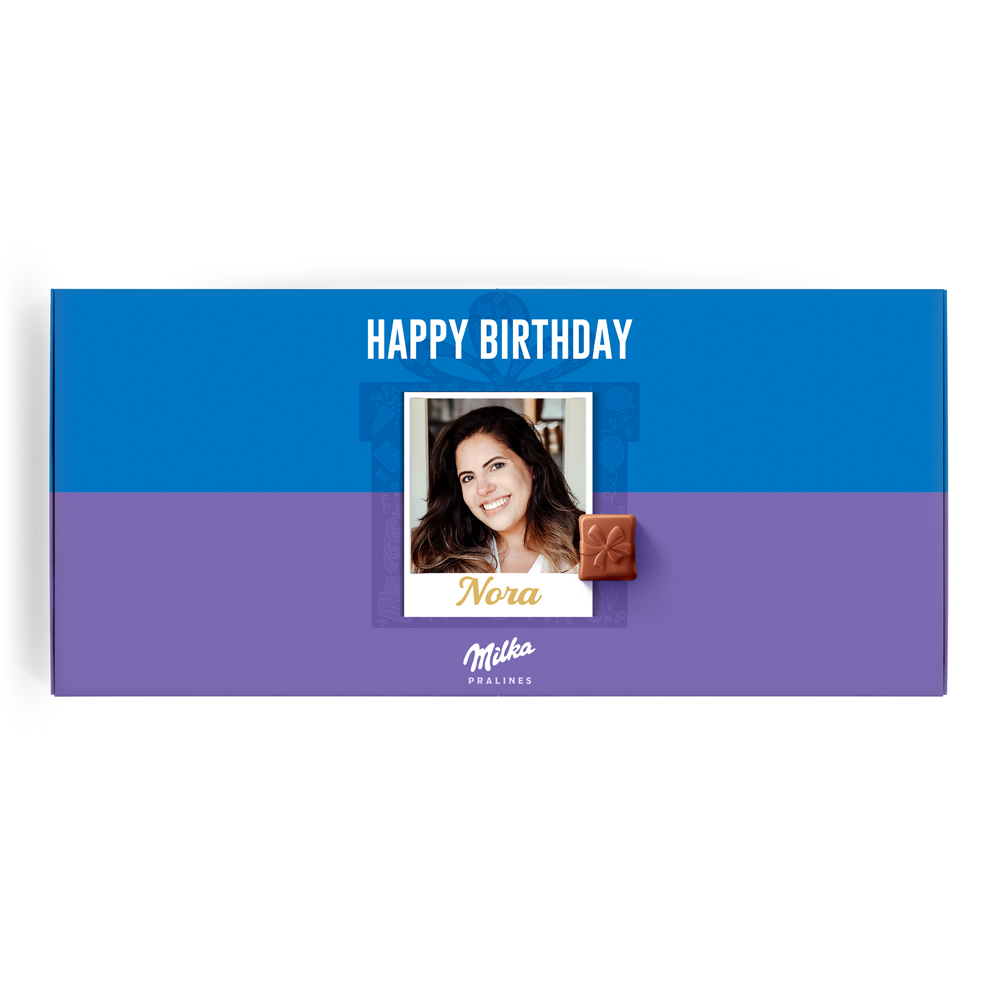 Personlig gaveeske med Happy Birthday-sjokolade fra Milka