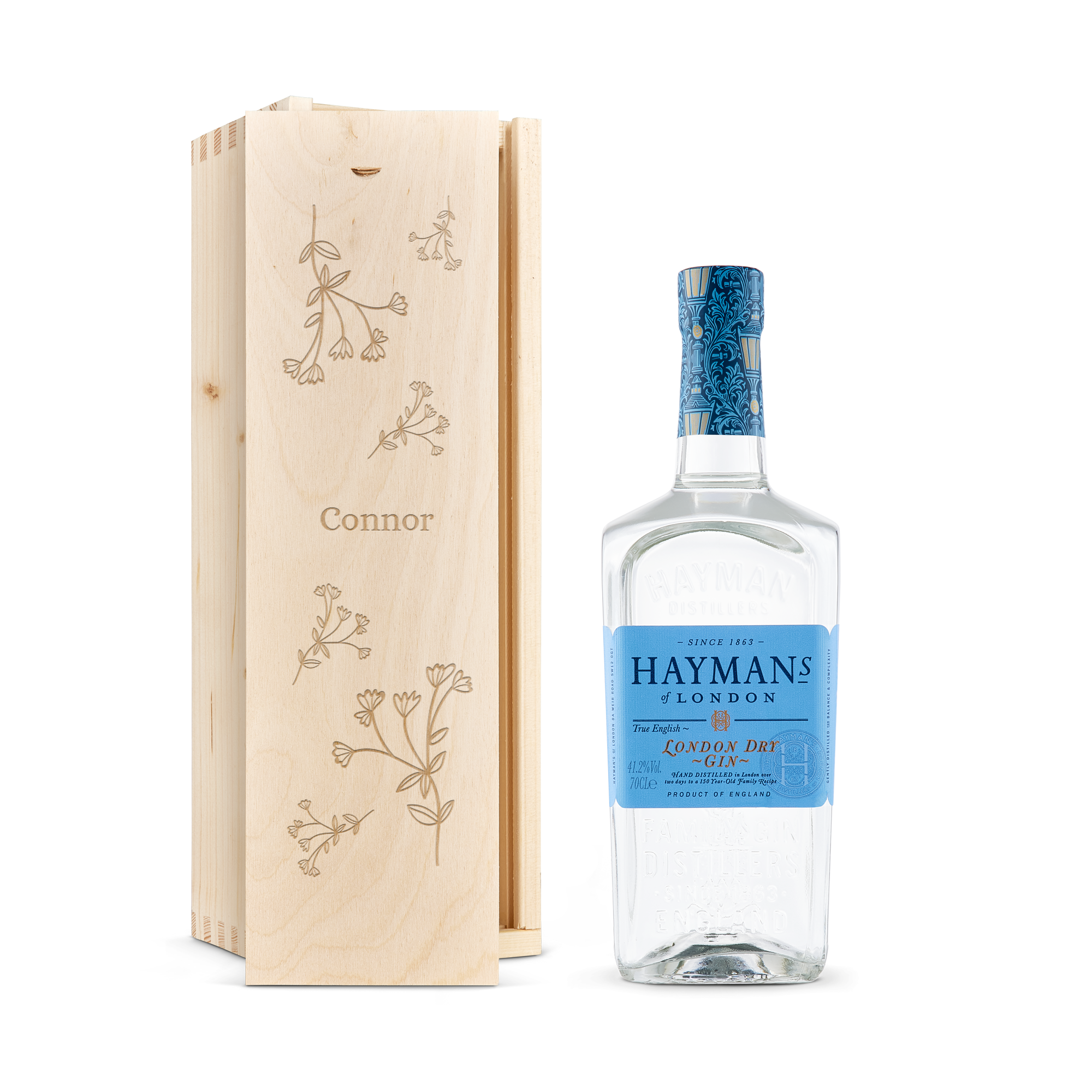 Personalised Gin Gift - Hayman's London Dry - Wooden Case