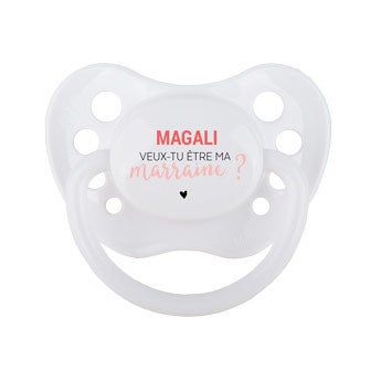 Tétine marraine avec prénom - Blanc