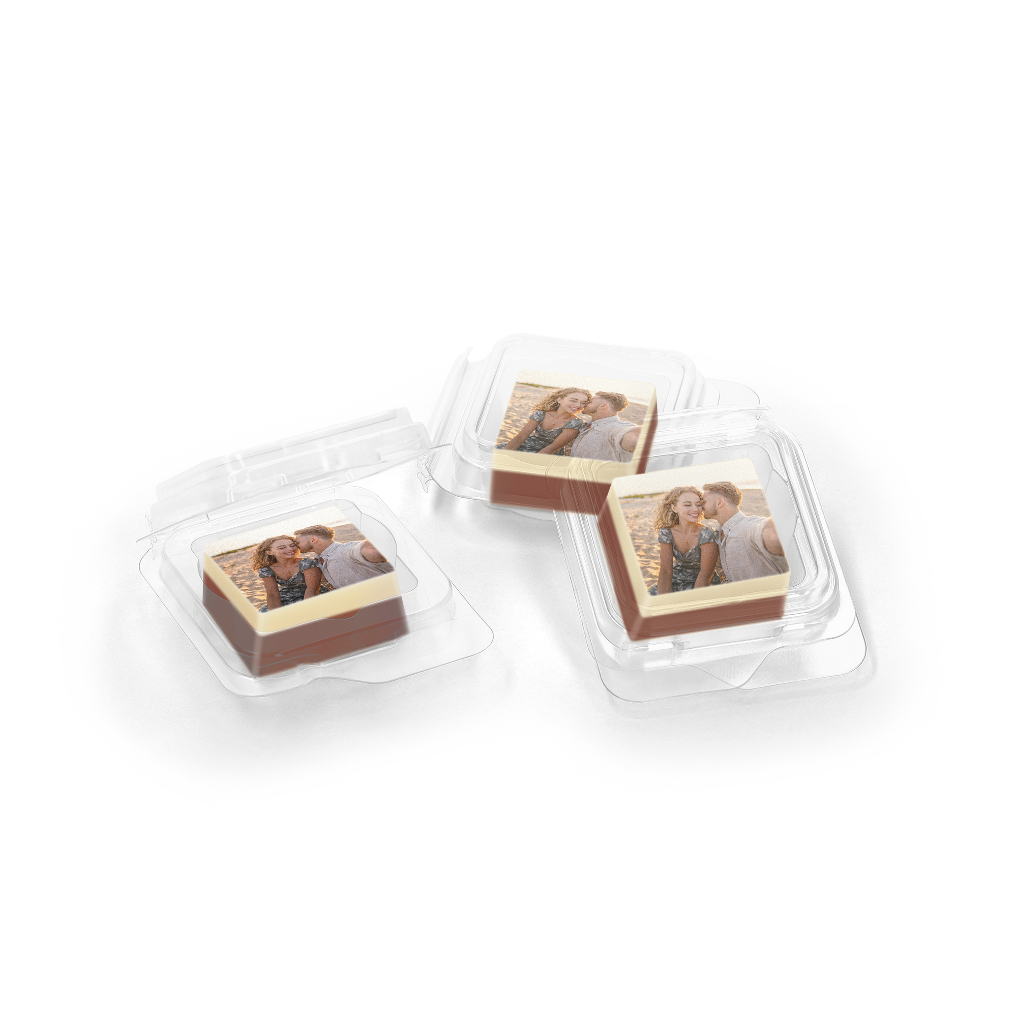Personalisierte Pralinen – Einzeln verpackt – Massiv – 25 Stück – Quadratisch