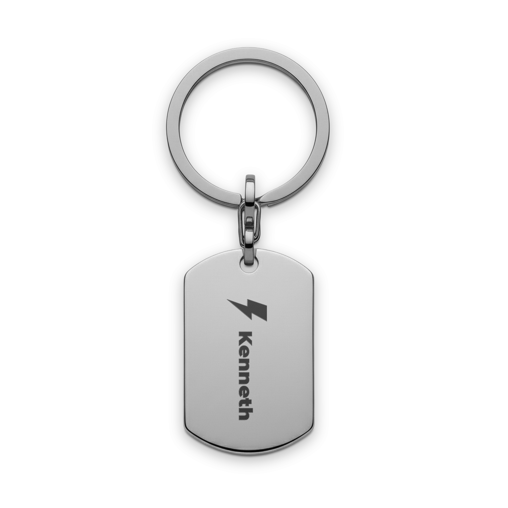 Engraved key ring- Dog Tag - Silver