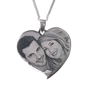 Silver-coloured photo pendant - heart