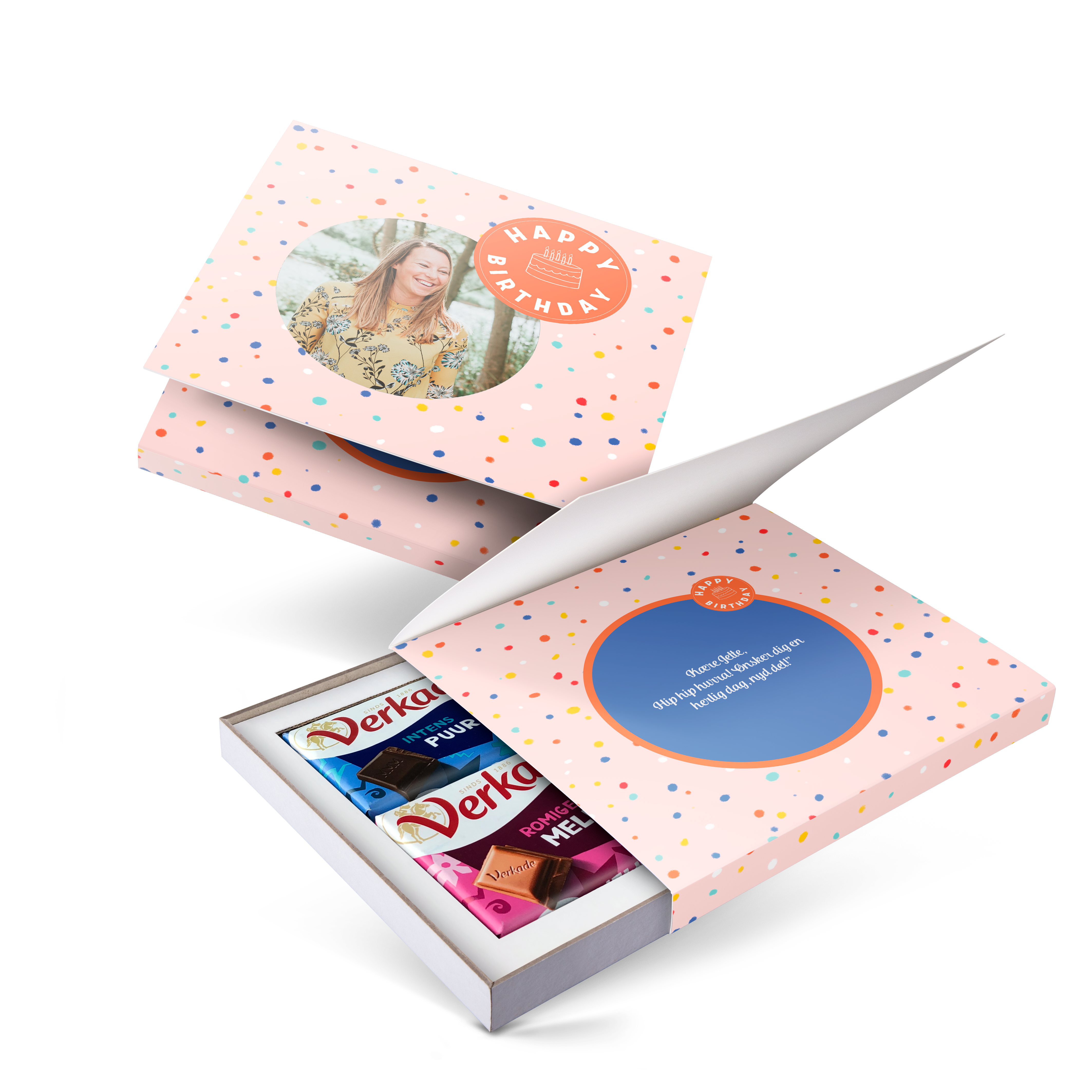 Coffret chocolat Verkade personnalisé - 2 tablettes