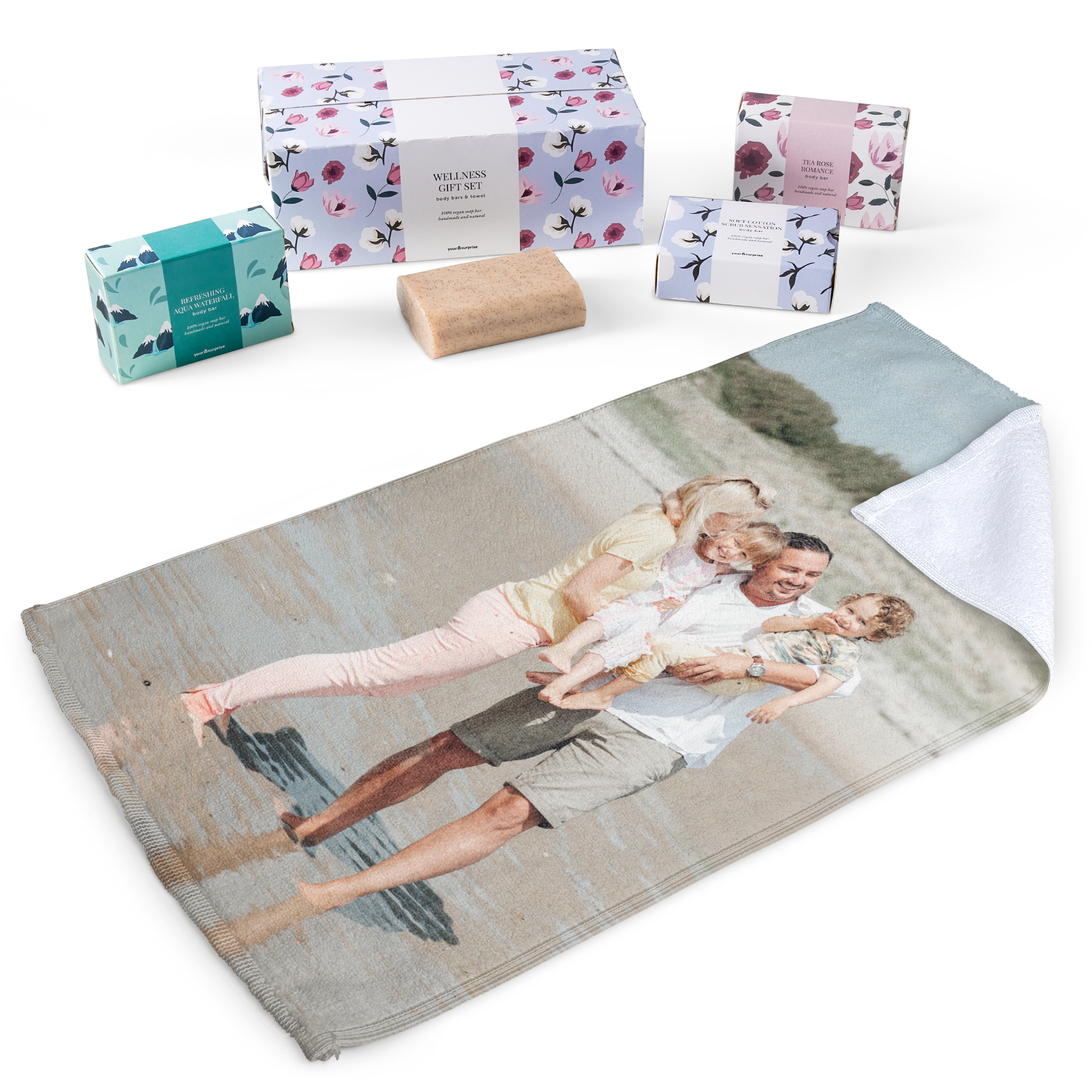 Set de regalo de jabón con toalla personalizada