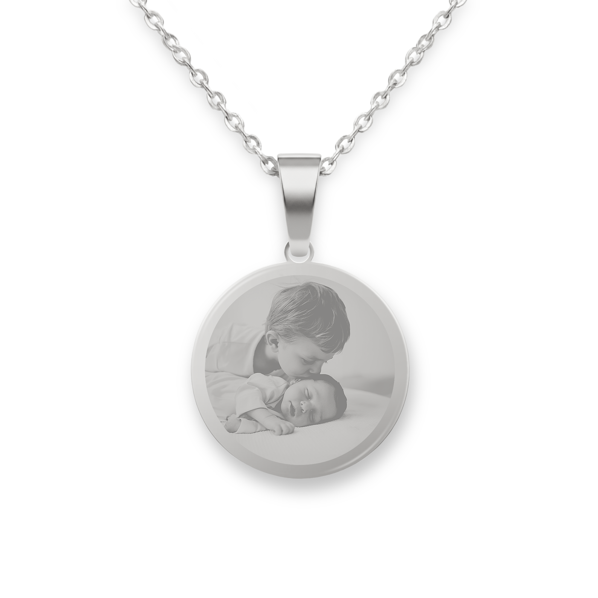 Colar de fotos personalizado - Redondo - Prata