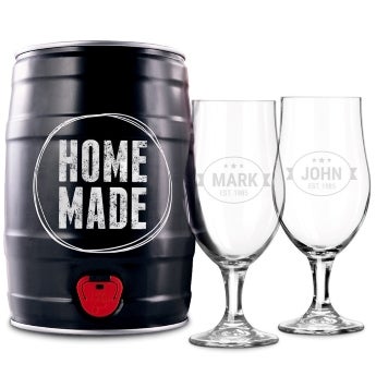 Personalised home beer brewing kit including glasses - Lager