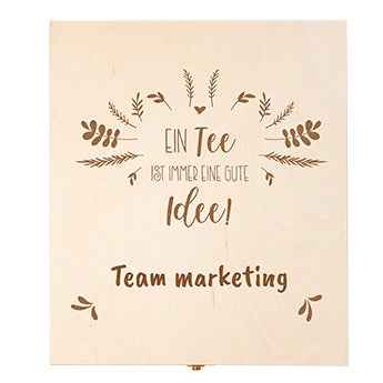 Teebox Holz mit graviertem Glas