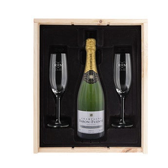Champagnepakker med indgraverede glas