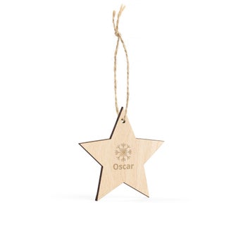 Engraved wooden Christmas decoration - Star - 4 pcs