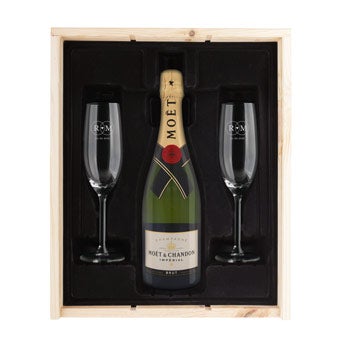 Geschenkset Champagner mit Gl&auml;sern