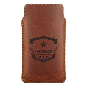 Leather phone case - S - Brown