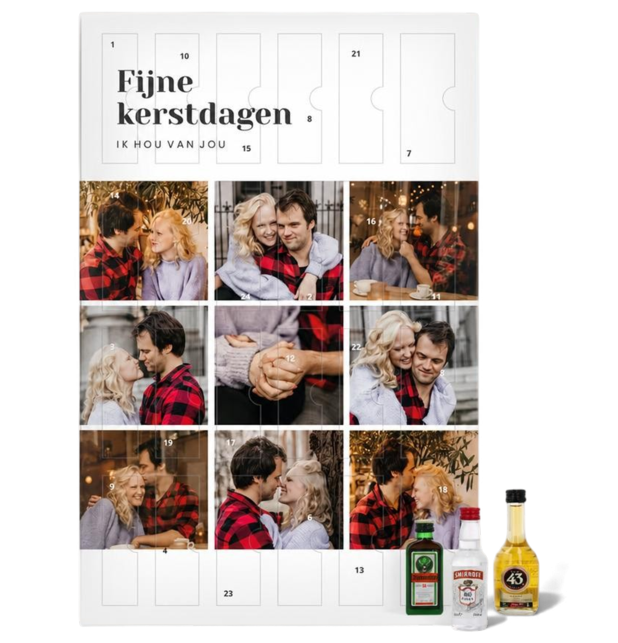 Gepersonaliseerde sterkedrank-adventskalender - 24 flesjes