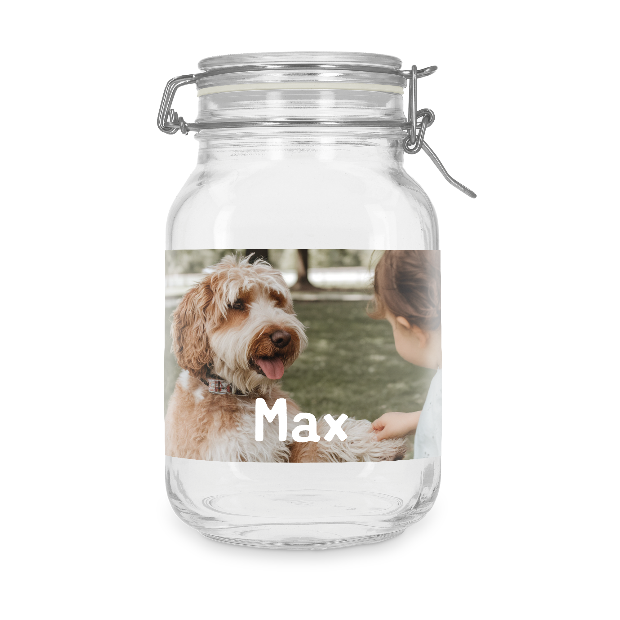 Glazen pot met deksel personaliseren - 1l