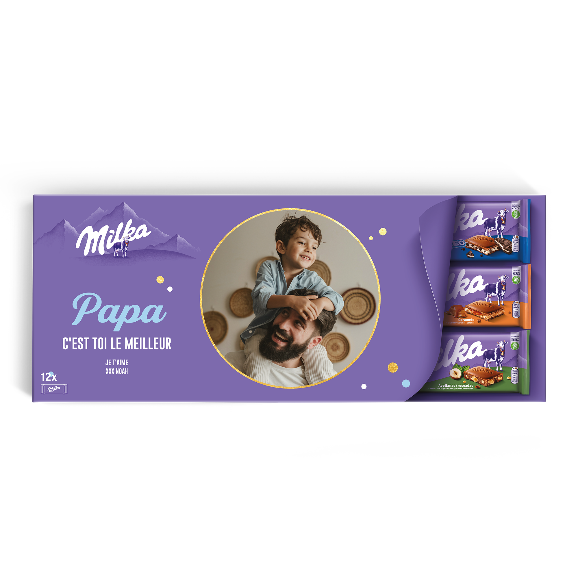 Méga tablette de chocolat Milka personnalisée - 12 tablettes