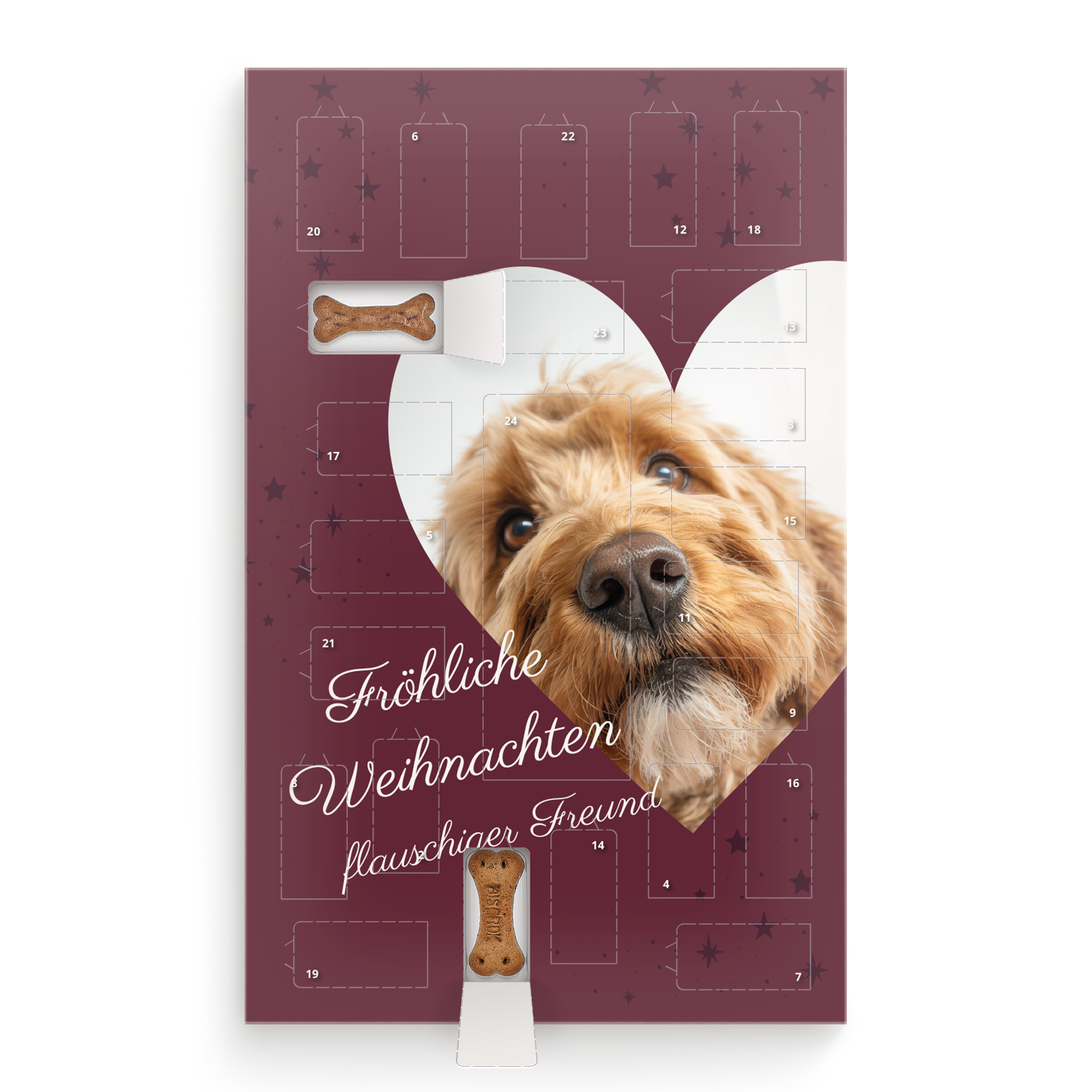 Personalisierter Hunde-Adventskalender mit Pedigree-Leckerlis