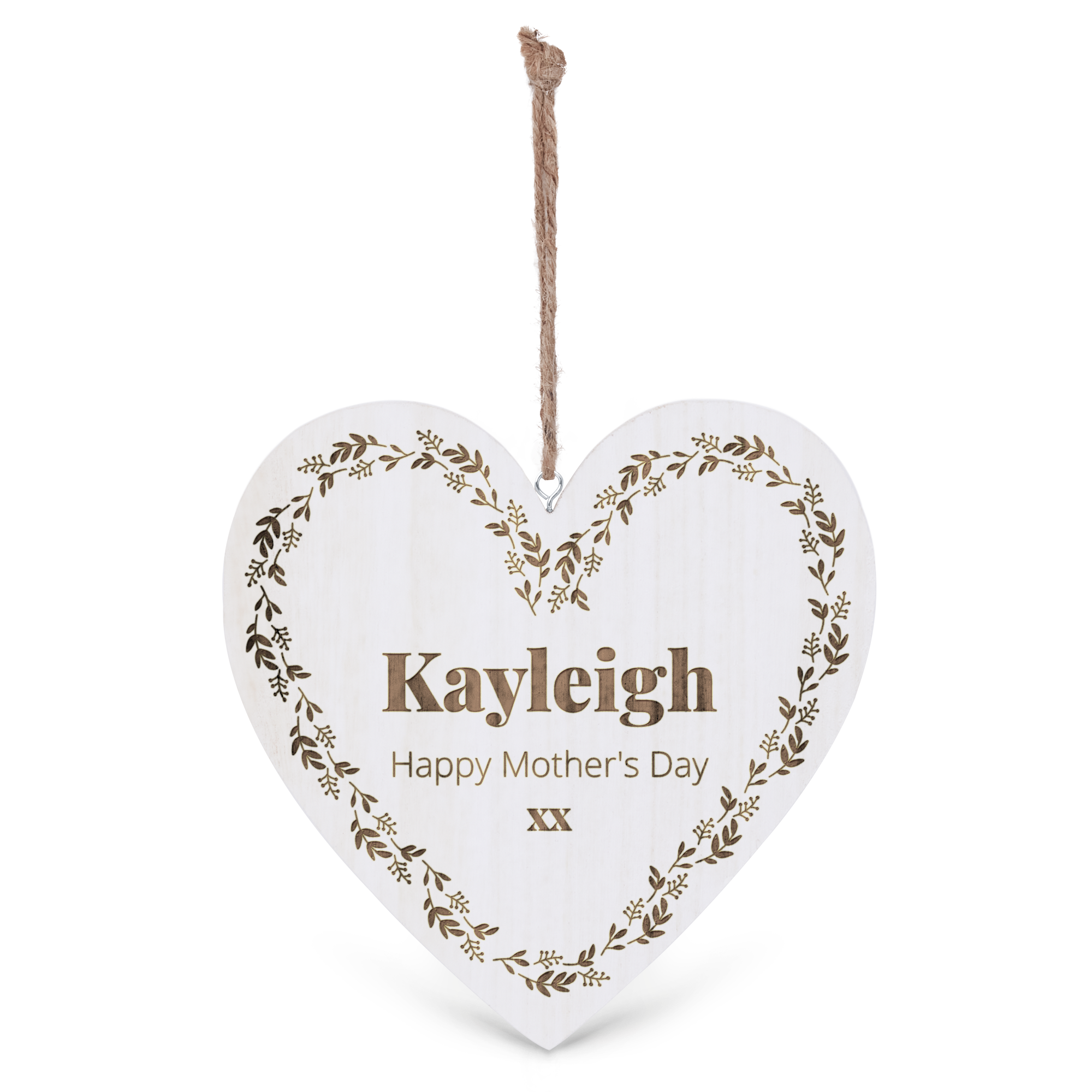 Personalised wooden heart decoration - Engraved