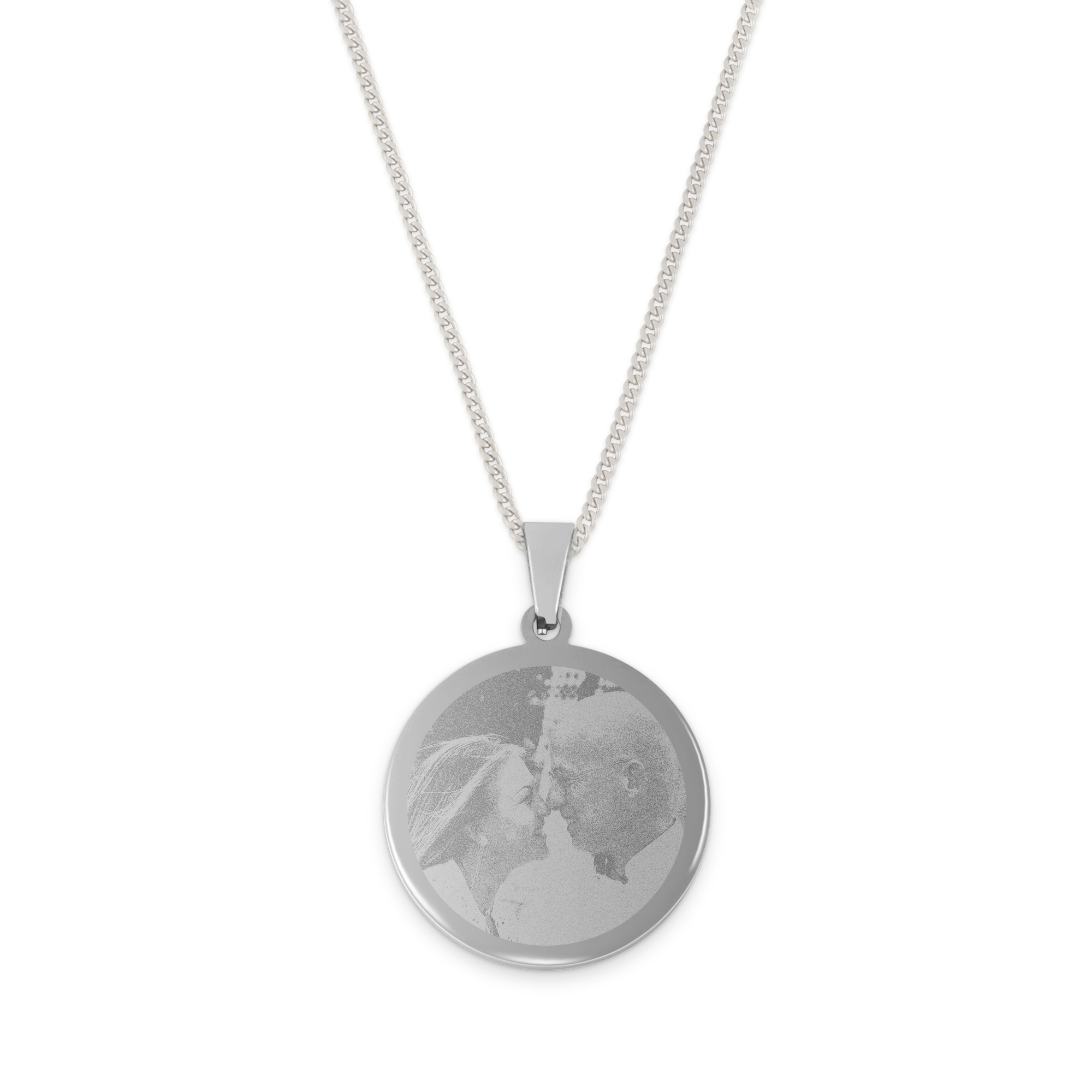 Chain round pendant with photo - Gold