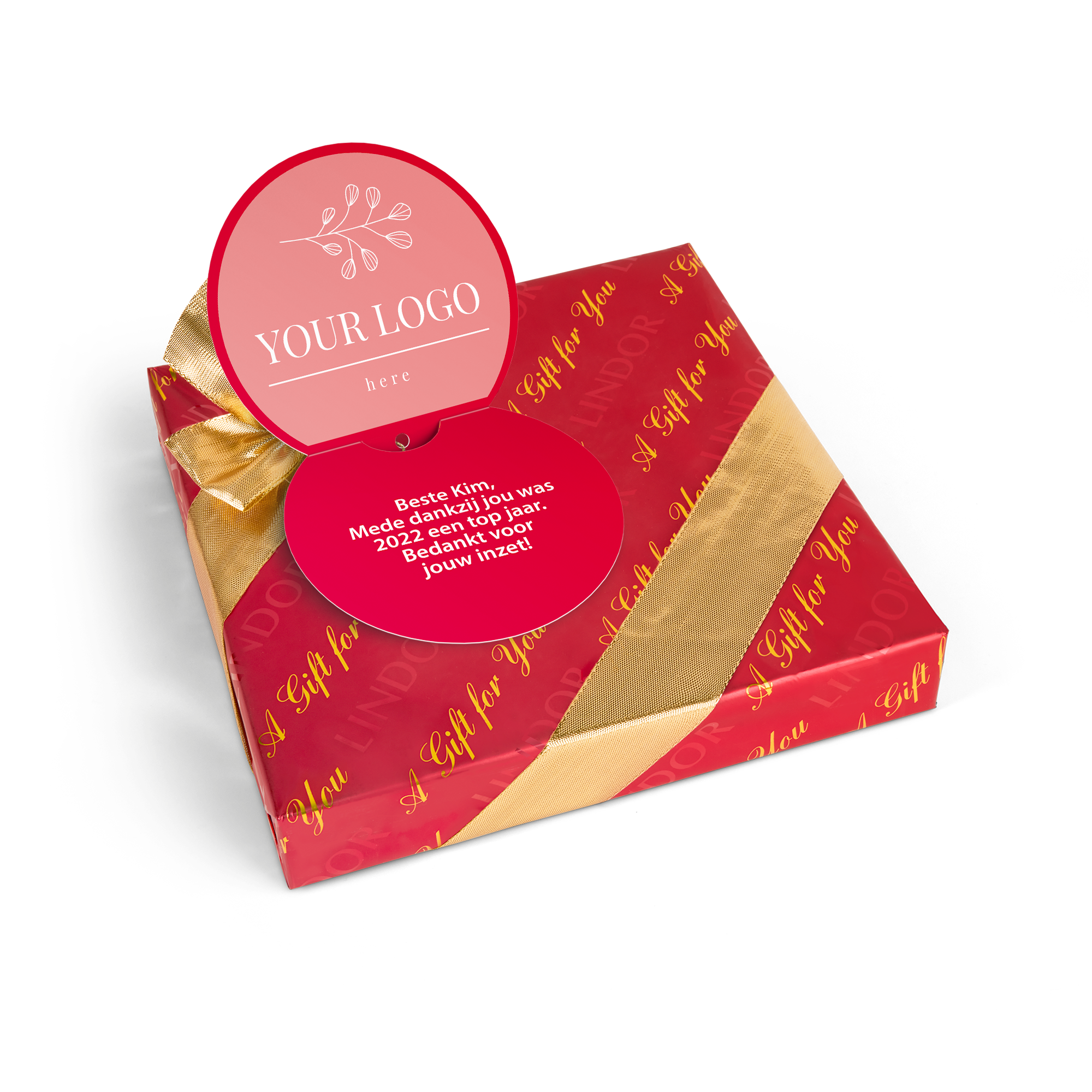 Caixa de oferta de chocolate Lindt com cartão