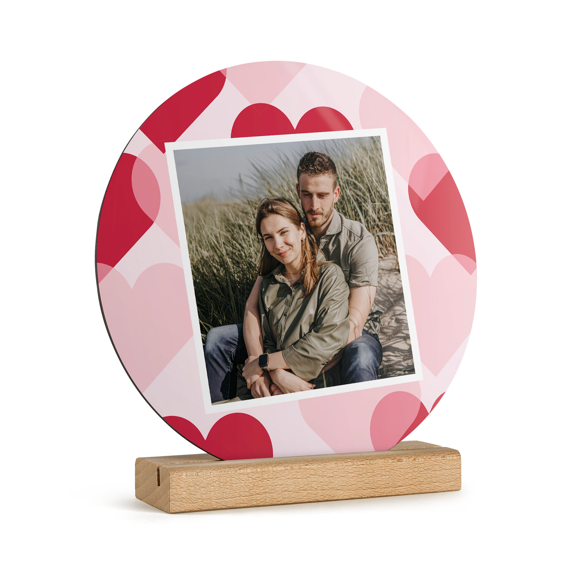 Printed Wooden Photo Tile with Stand - Circle