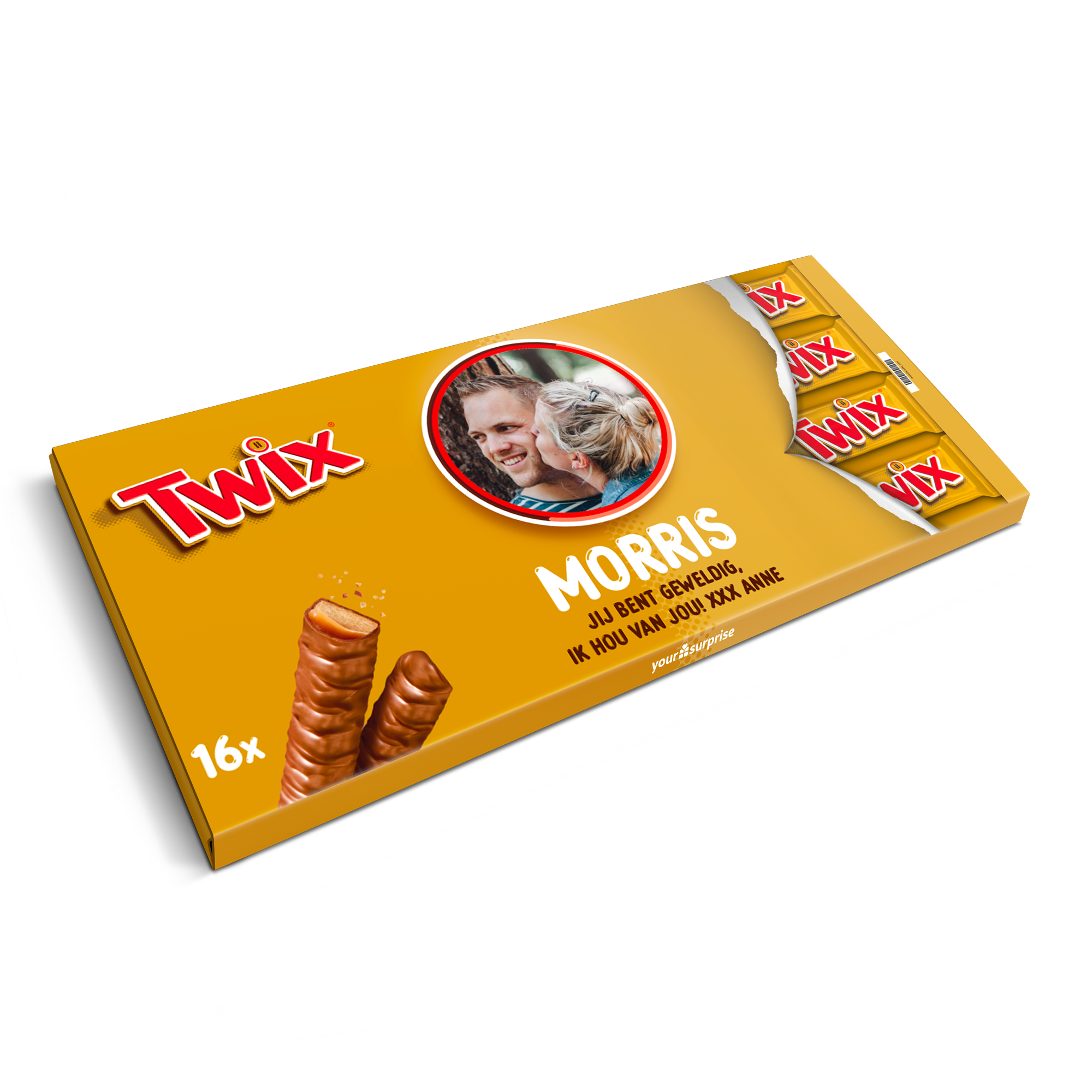 Mega Twix chokolade med navn og billede