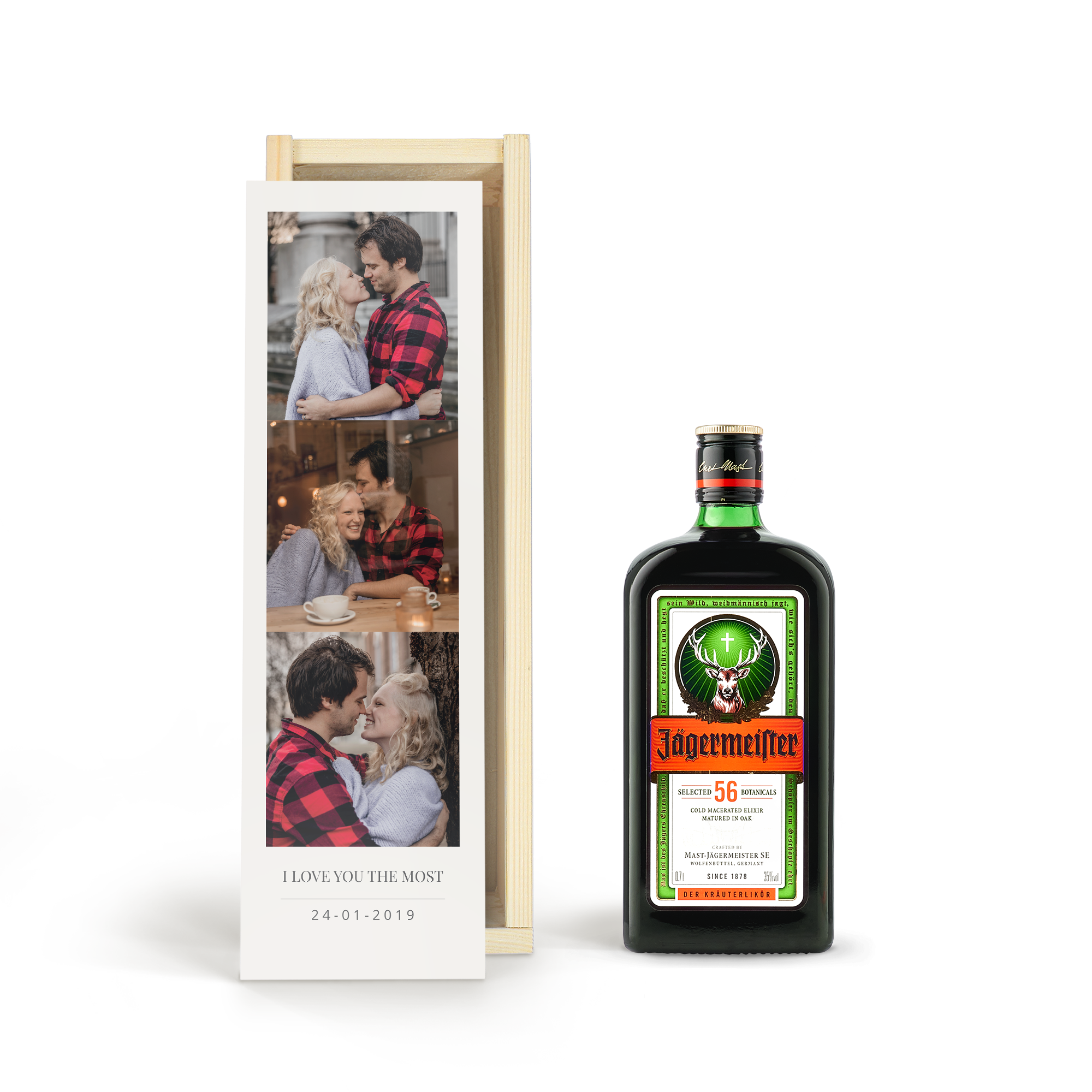 Personalised Jagermeister Liqueur Gift - Wooden Case