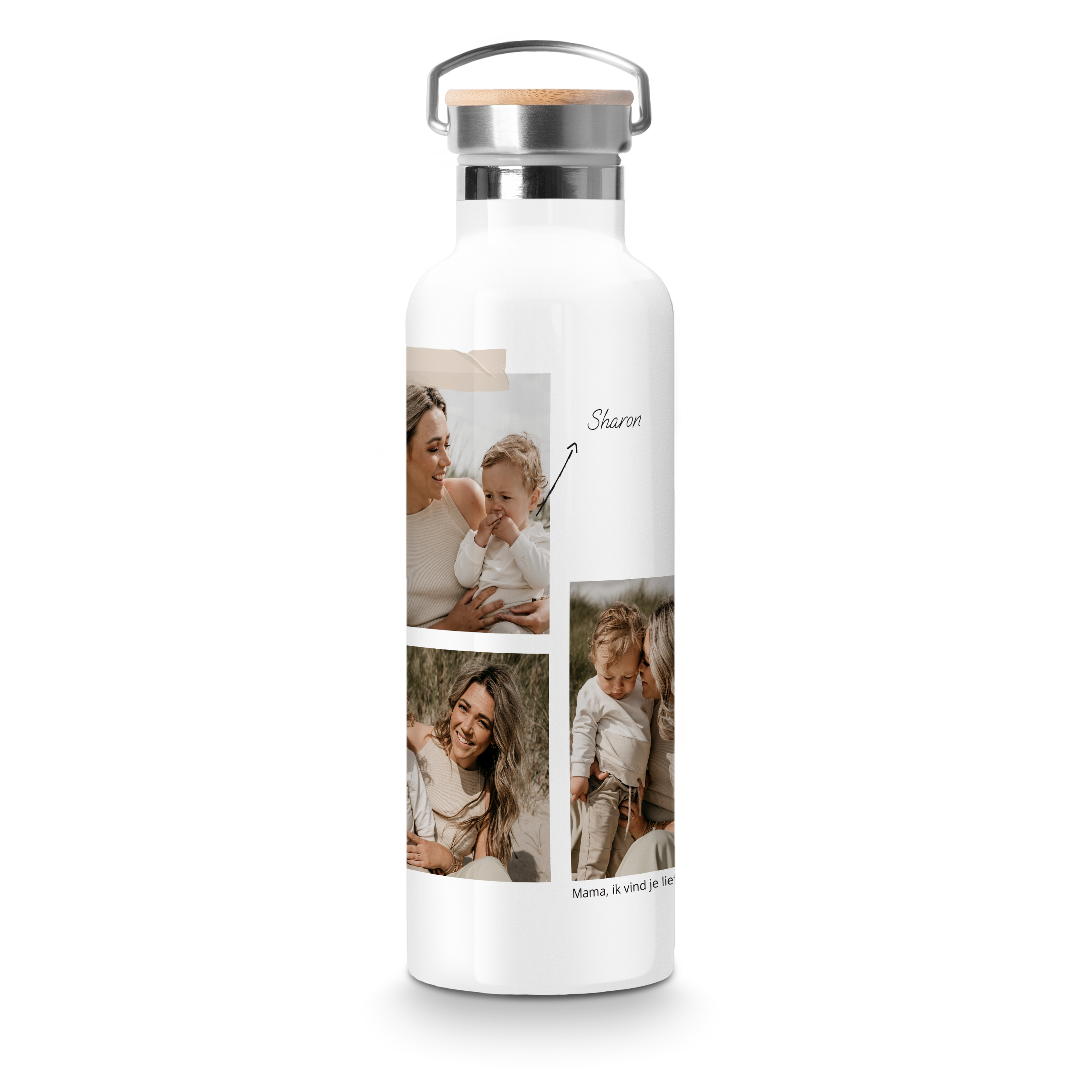 Personalised bamboo water bottle - White