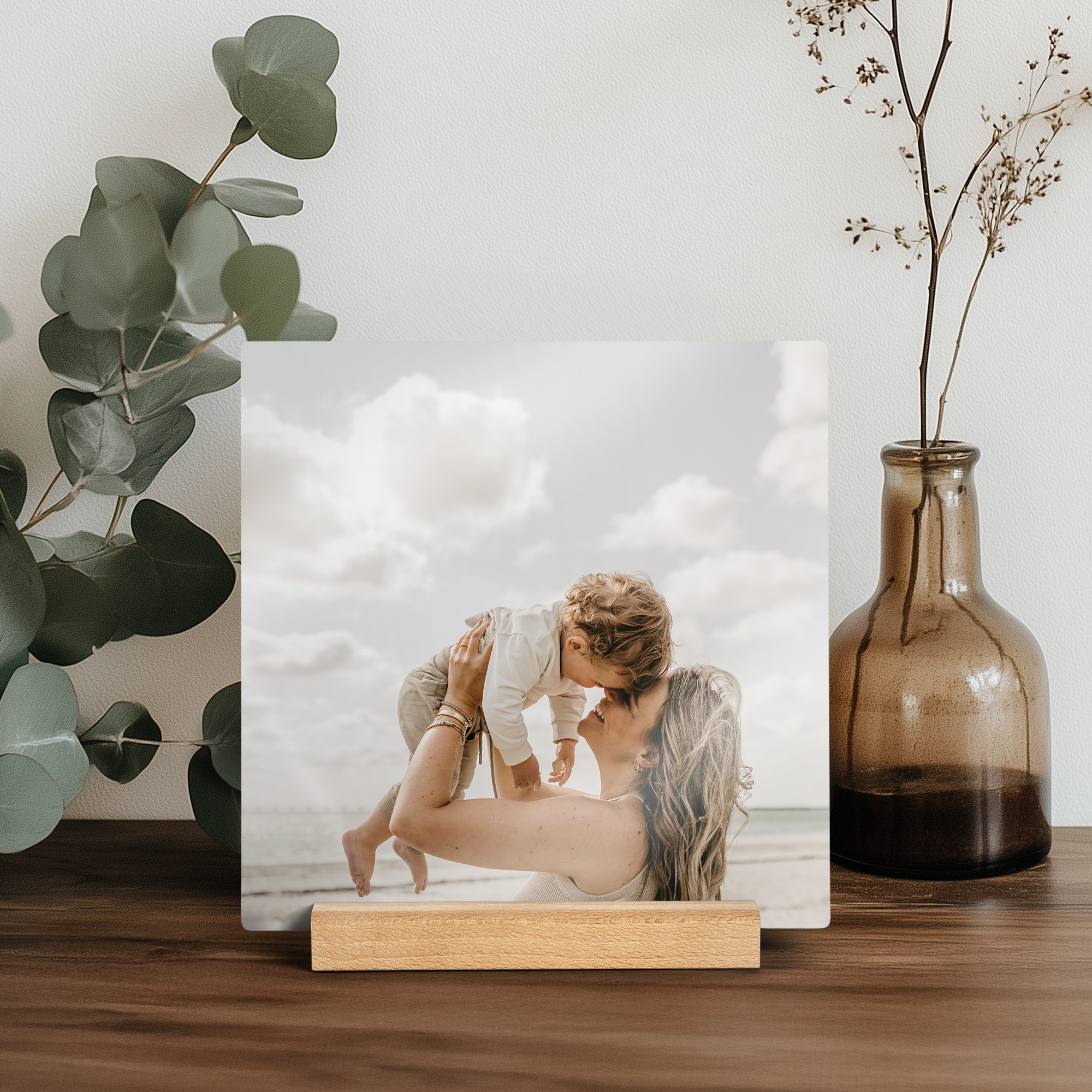 Houten fototegel met houder