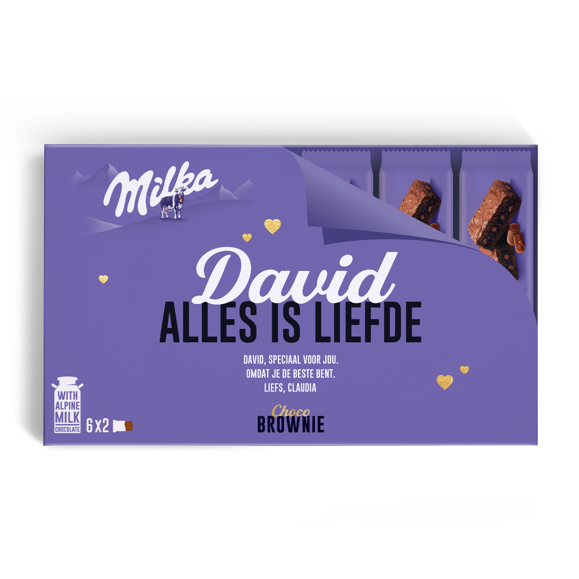 Personalised Milka Choco Brownie gift box - Love