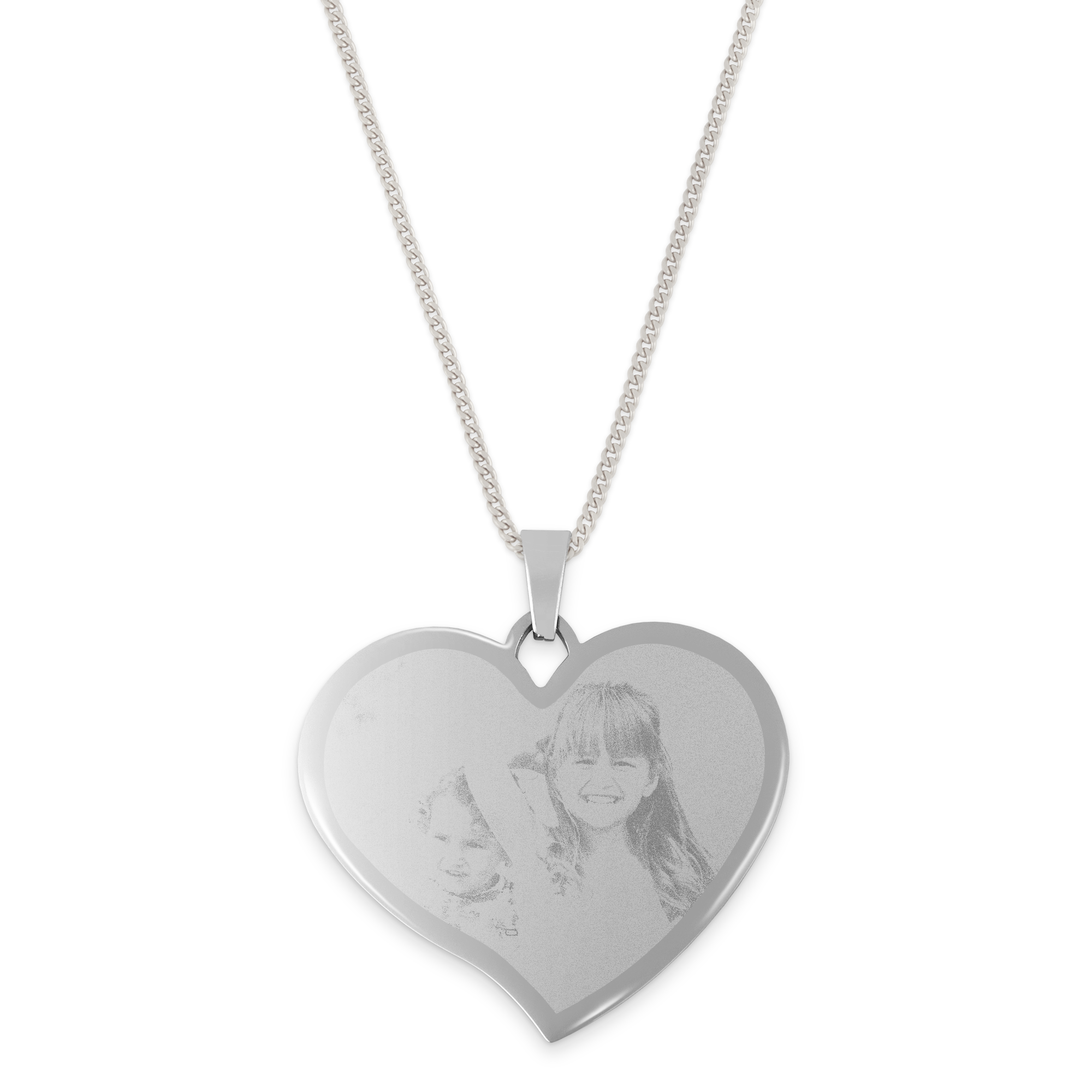 Engraved heart necklace large