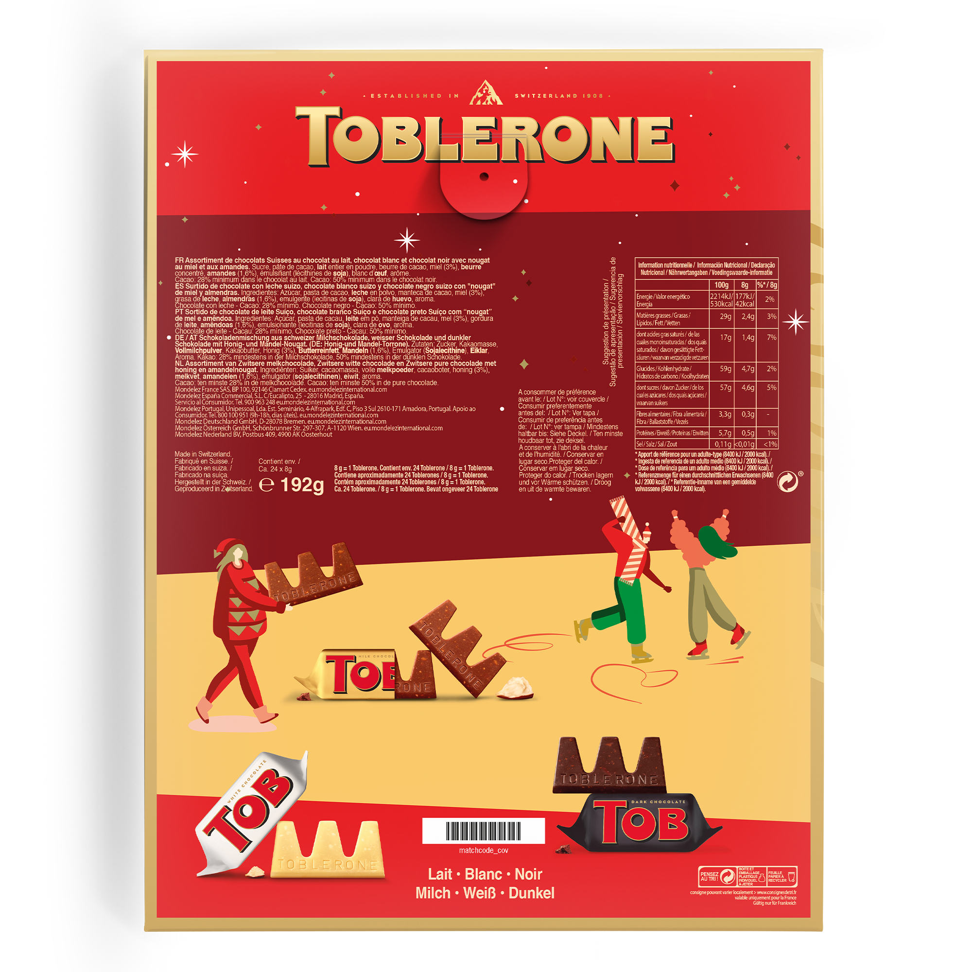 Personalisierter Toblerone Adventskalender mit eigenem Foto, Namen oder Text bedruckt, zum Zähl bis Weihnachten runter