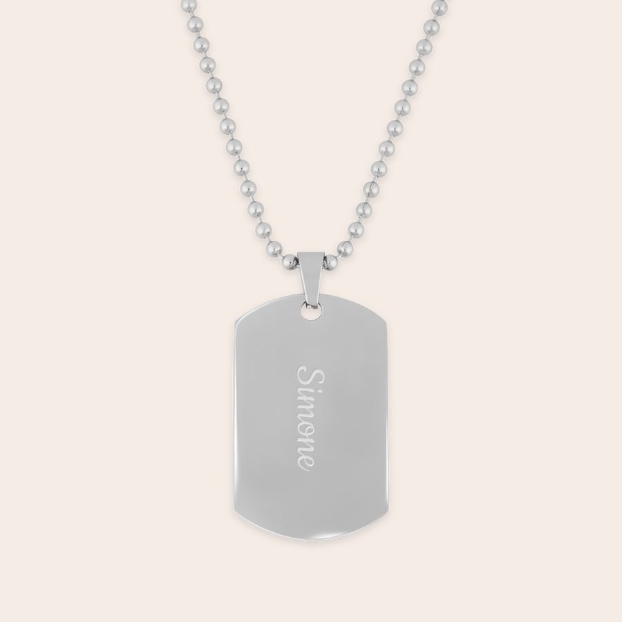 Dog Tag mit Gravur Personalisiertes Dog Tag mit Gravur des Namens Simone und Kette