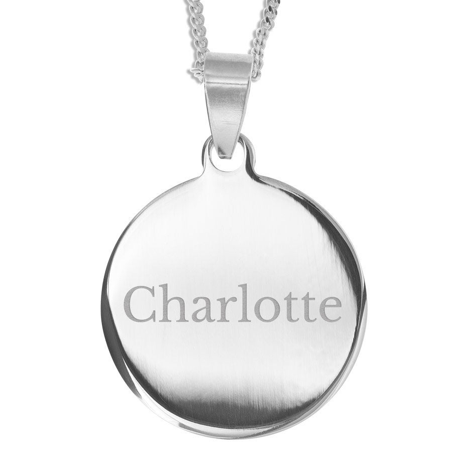 Personalised pendant - Round - Name/Text - Silver colour Personalised pendant - Round - Name/Text - Silver colour