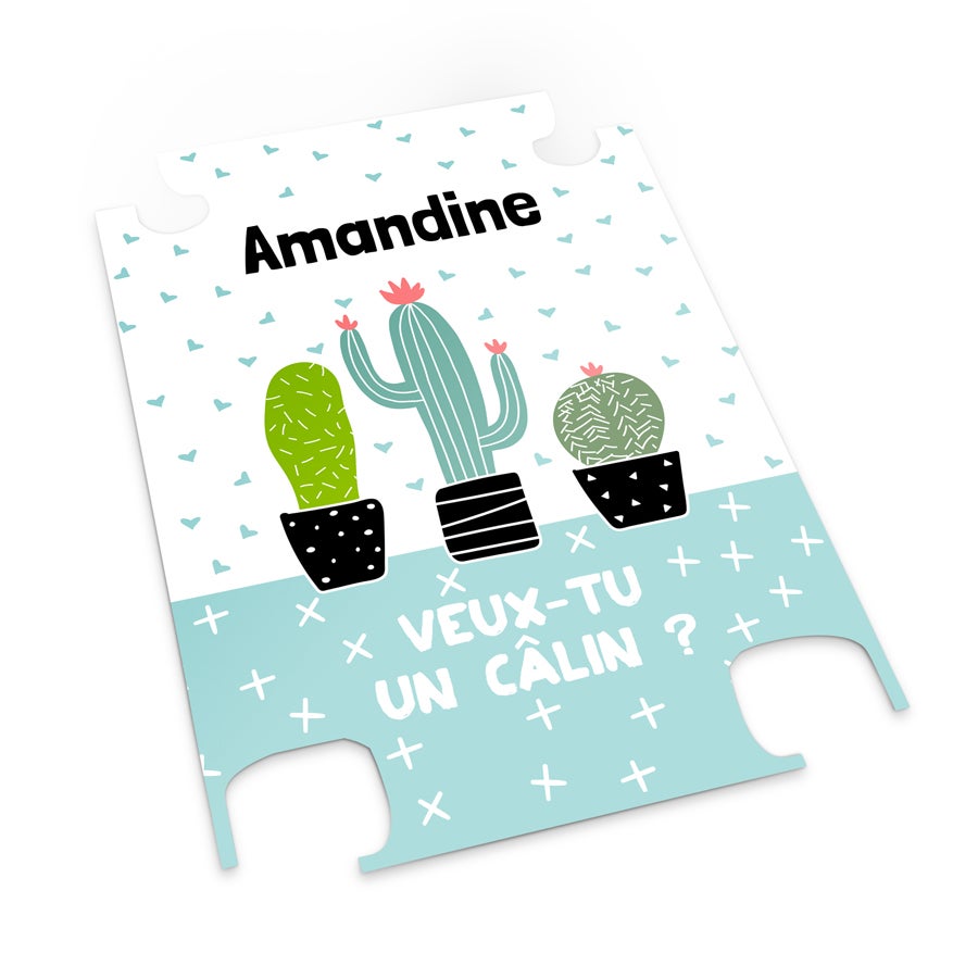 Insert photo personnalisé Amandine avec motif cactus imprimé pour valise Princess Traveller