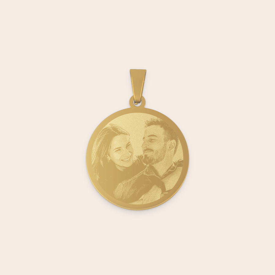 Collana Con Foto Personalizzata 100 Lingue Ti Amo - Ciondolo Rotondo Onice - Regalo Originale
