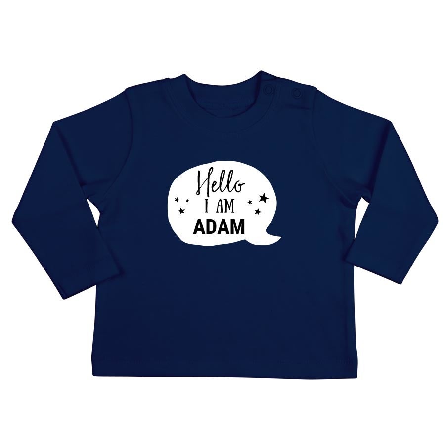 Personalised Baby T-shirt - Long sleeve - Navy - 62/68
