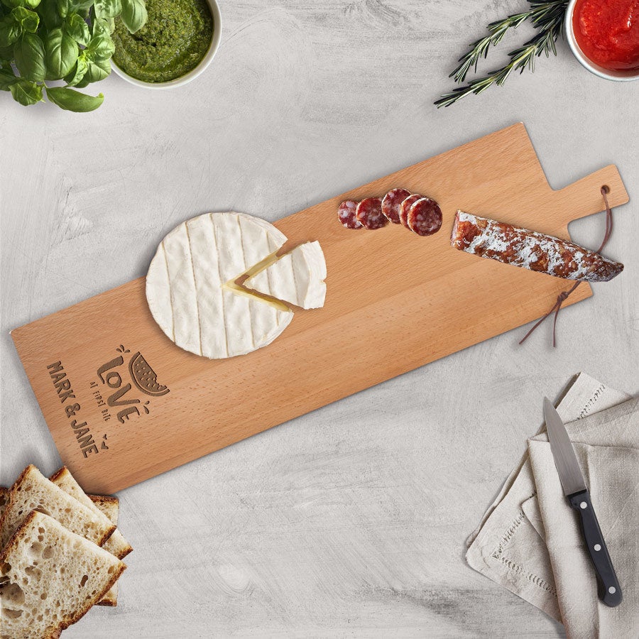 Wooden serving platter - Beech wood - Oblong - Portrait (L)