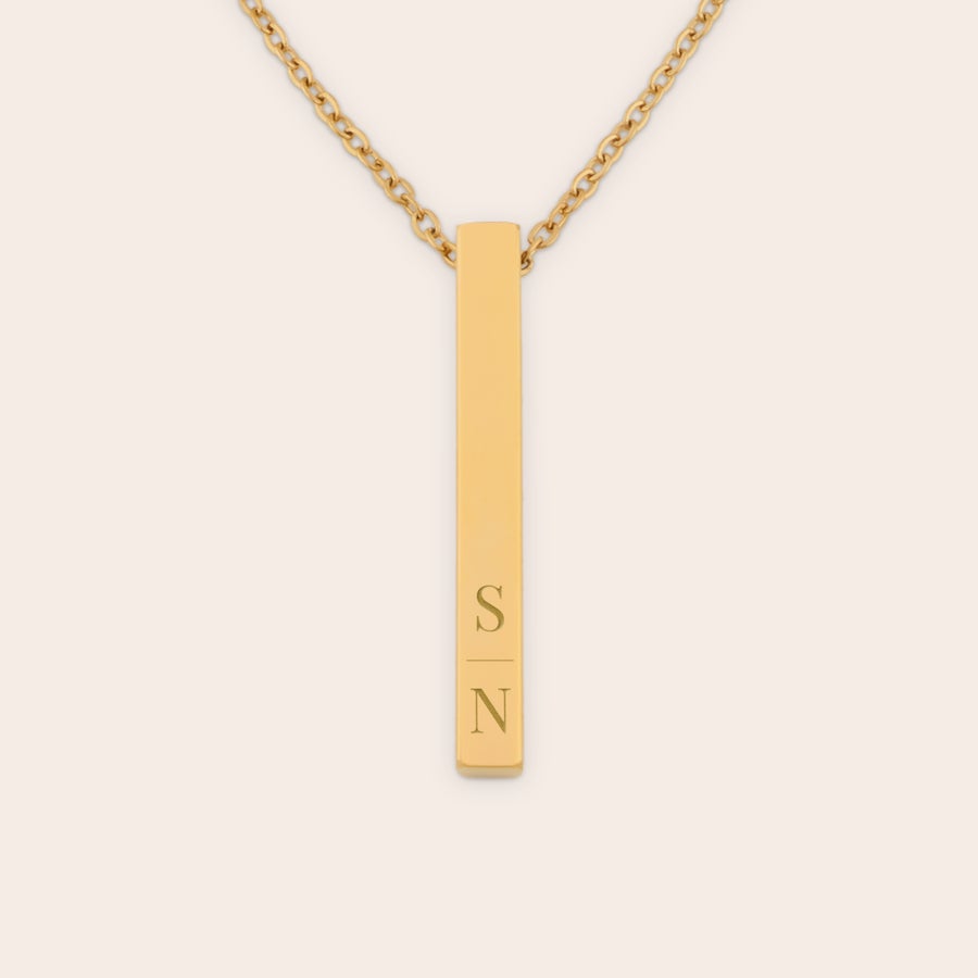 Halsband med namn Guldfärgat halsband med platta, graverat med initialerna S och N. Överraska dina nära och kära med ett personligt graverat halsband med platta.
