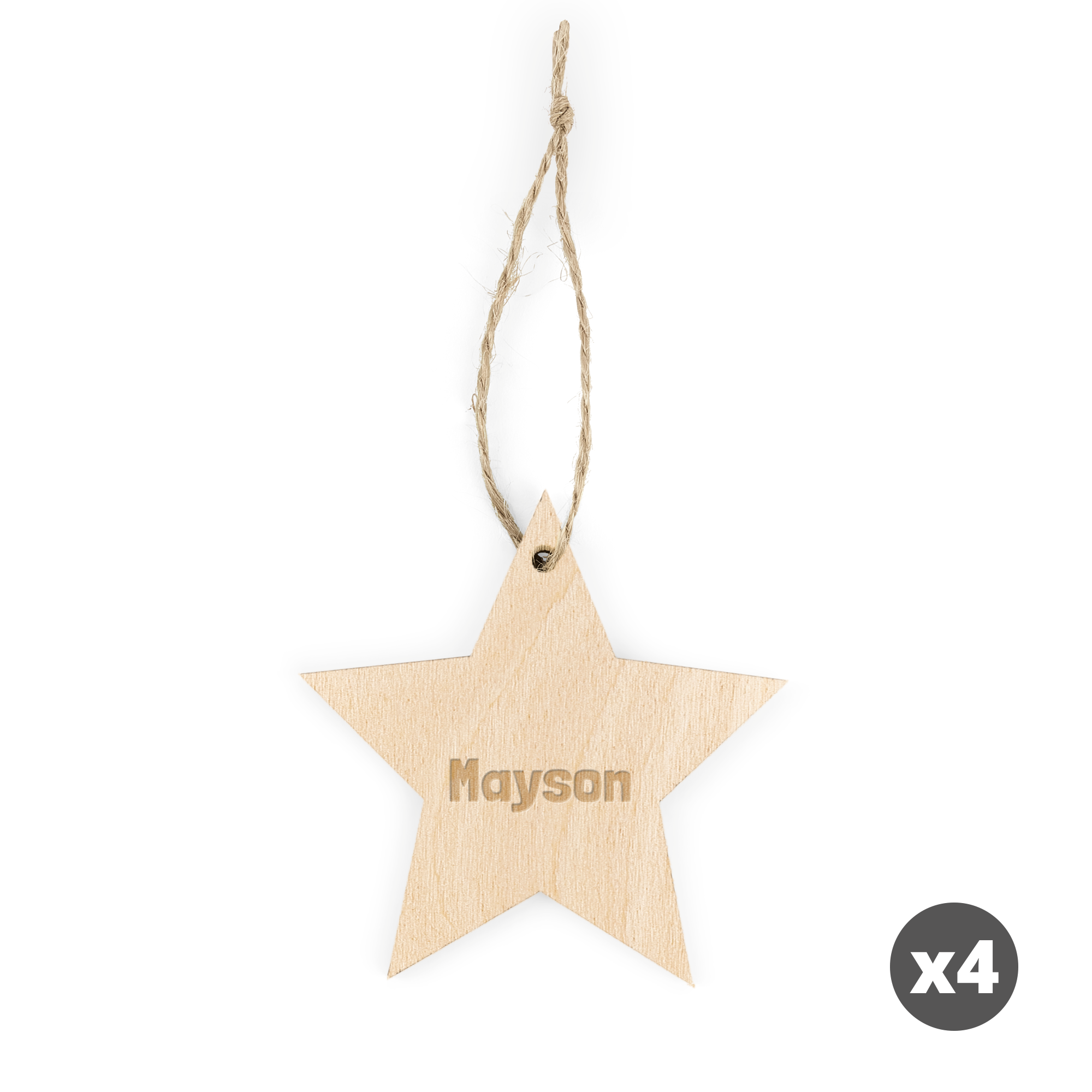 Houten kersthanger met naam