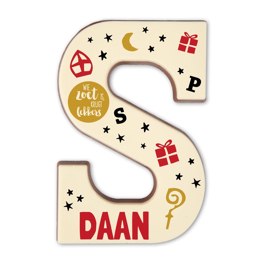 Sinterklaas chocoladeletter bedrukken Sinterklaas chocoladeletter bedrukken