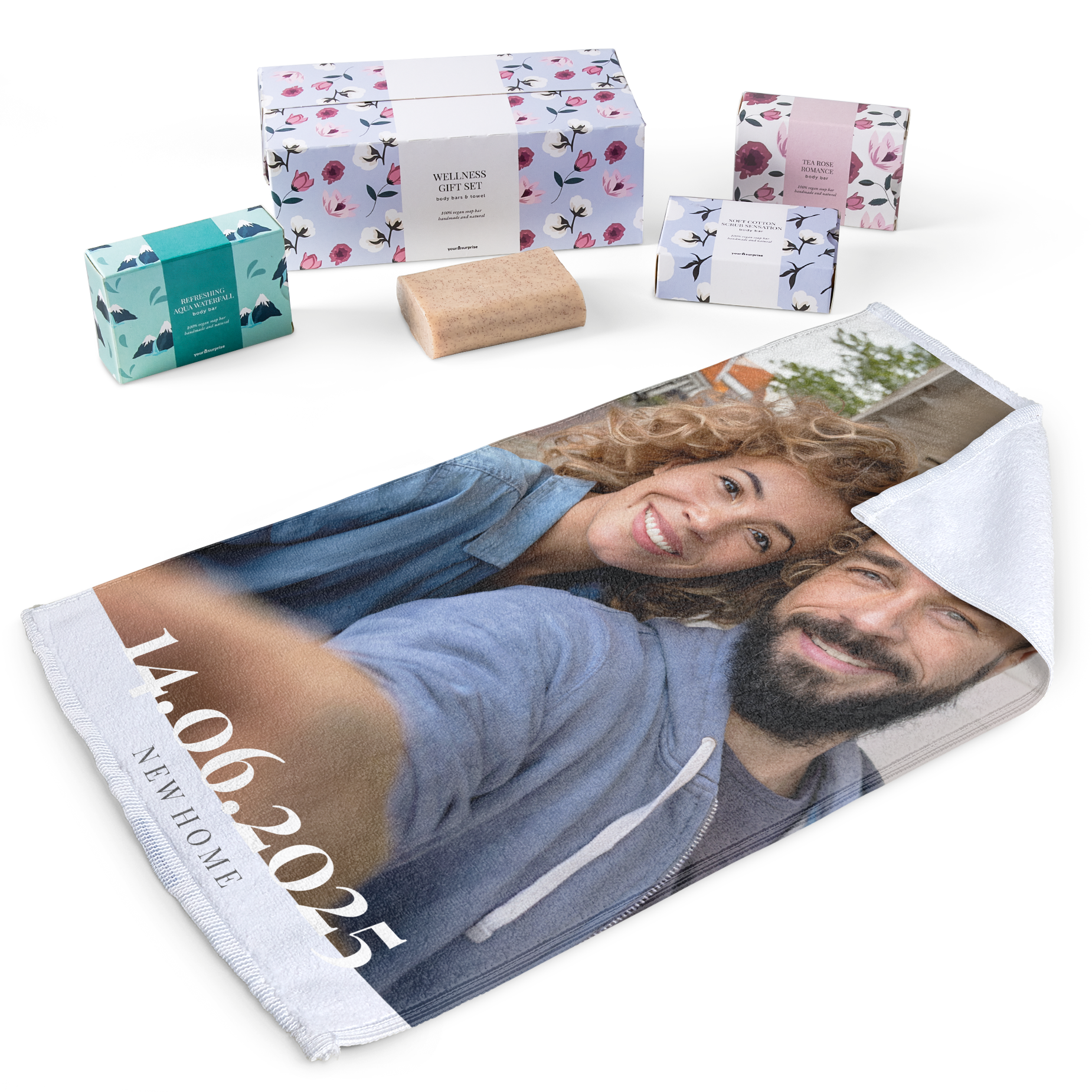 Set Regalo con Sapone e Asciugamano Personalizzato