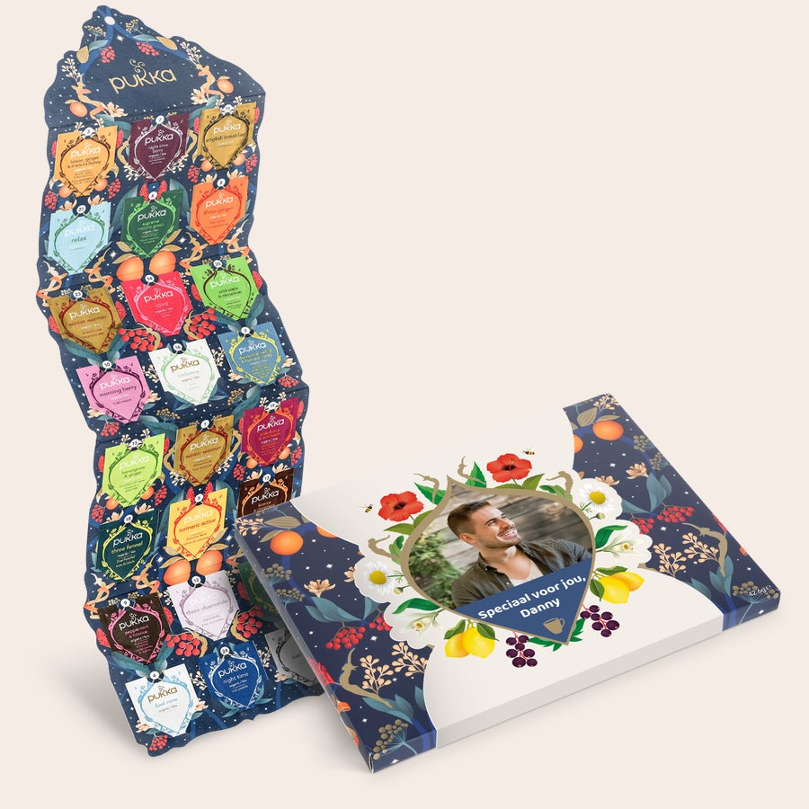 Pukka thee adventskalender Gepersonaliseerde thee adventskalender - Pukka, bedrukt met eigen foto en de tekst