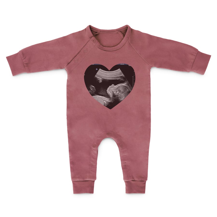 Babyplaysuit med tryk - Pink - 62/68