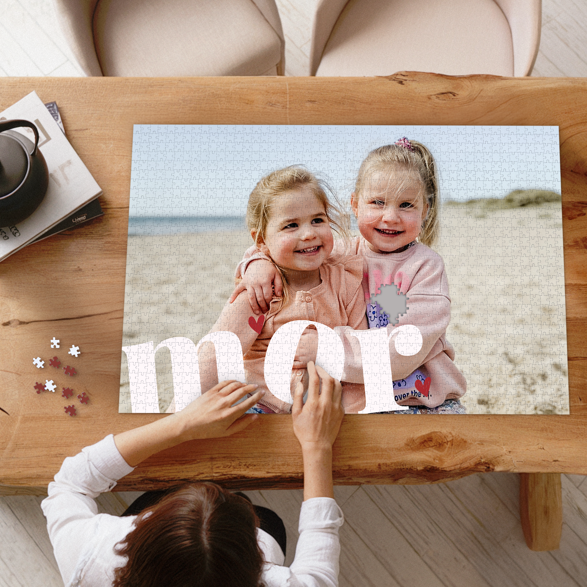 Stort puslespil med eget billede