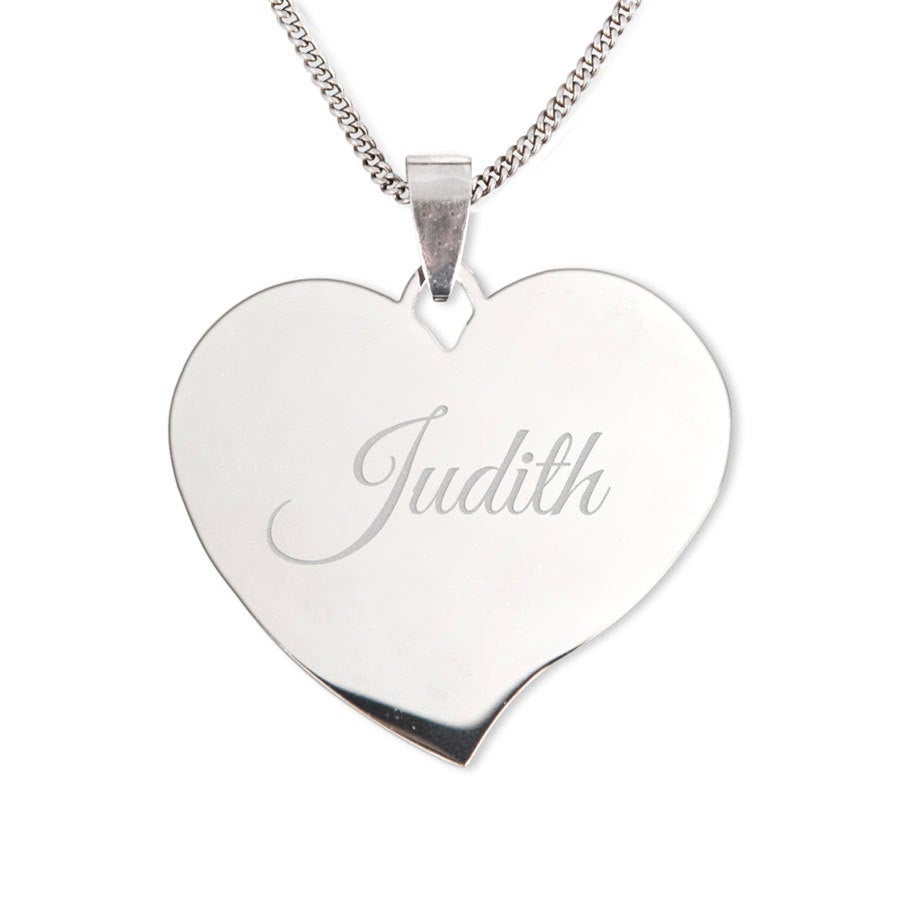 silver heart name necklace