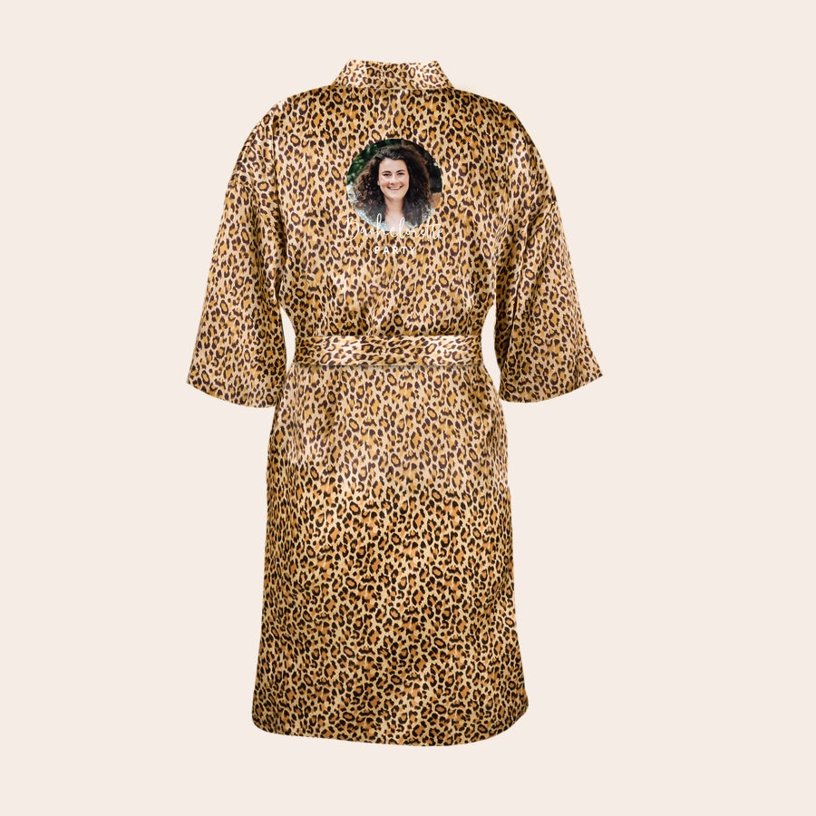 Kimono personnalisé Kimono délicat à motif panthère avec ceinture, personnalisé avec photo et texte Bachelorette Party