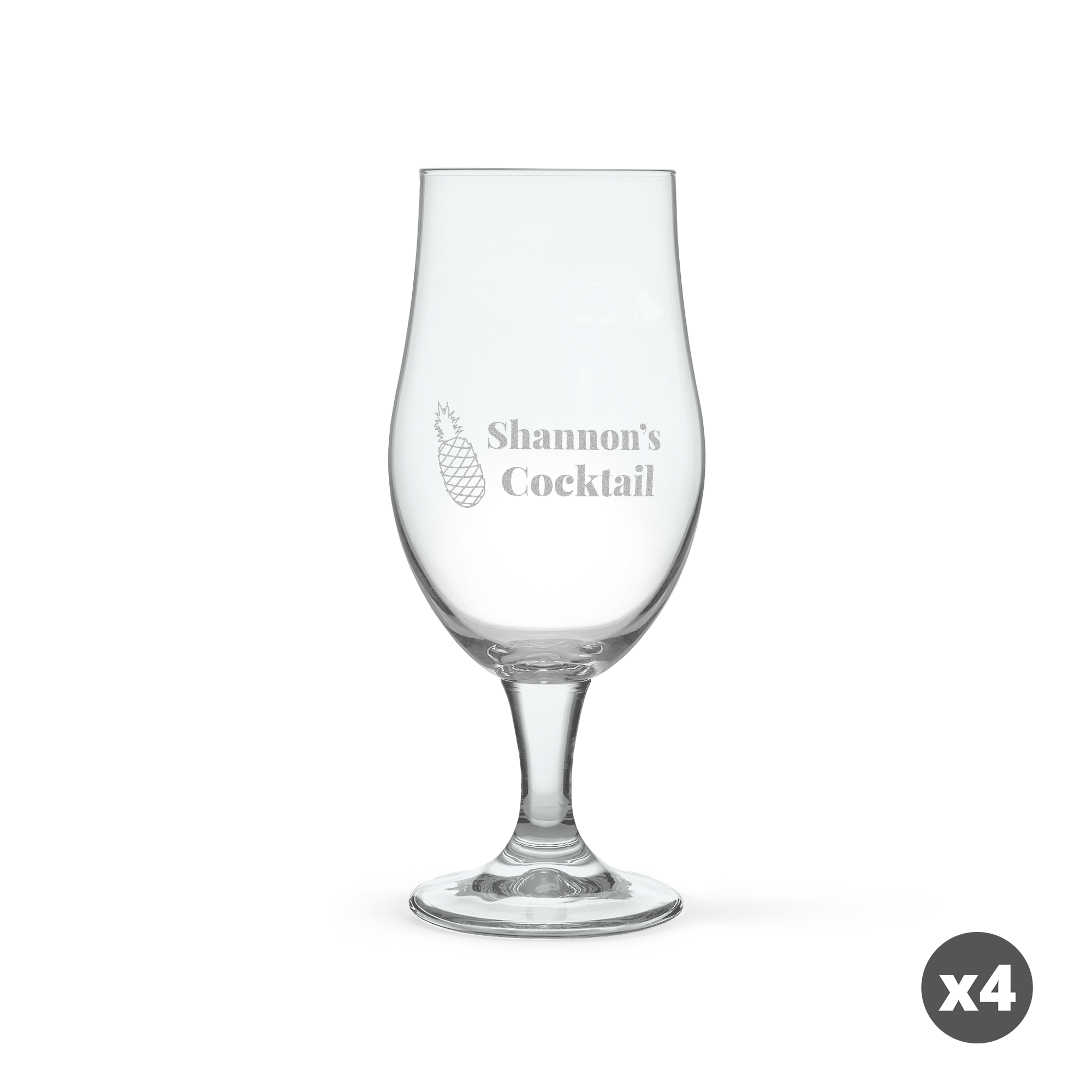 Personalizirani gravirani kozarci za pina colado, z besedilom Shannons Cocktail in ananasom